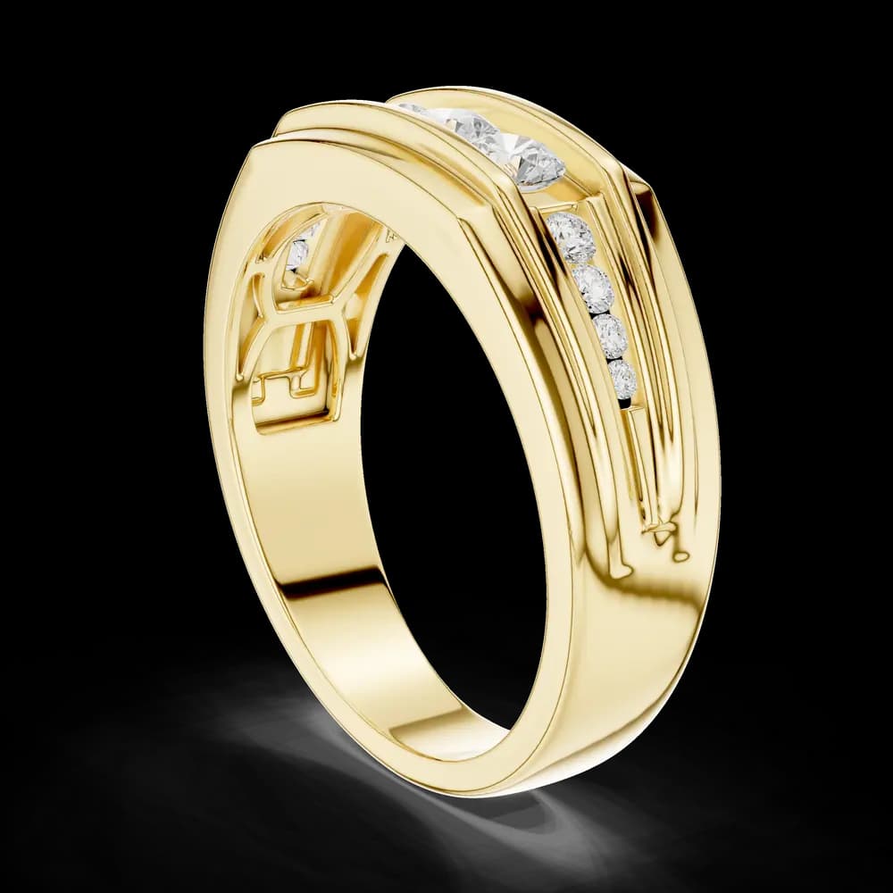 Men's Three-Stone Center Channel Diamond Ring - Image 4 Men's Three-Stone Center Channel Diamond Ring, view 4 of 6