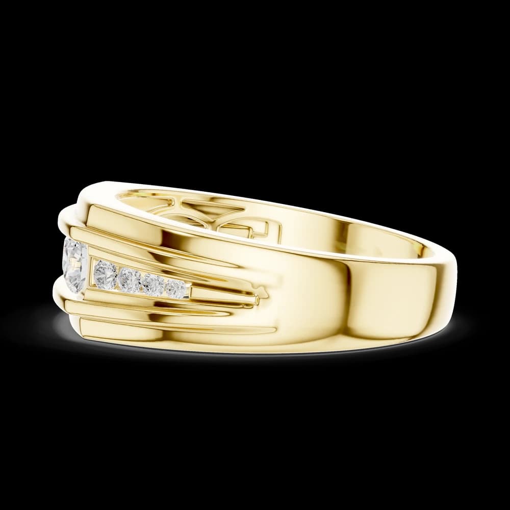 Men's Three-Stone Center Channel Diamond Ring - Image 6 Men's Three-Stone Center Channel Diamond Ring, view 6 of 6
