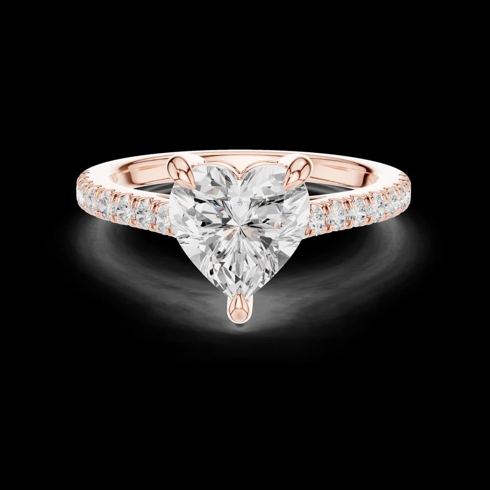 Heart Center Stone Classic Pave Lab Grown Diamond Ring - Image 1 Heart Center Stone Classic Pave Lab Grown Diamond Ring, view 1 of 6