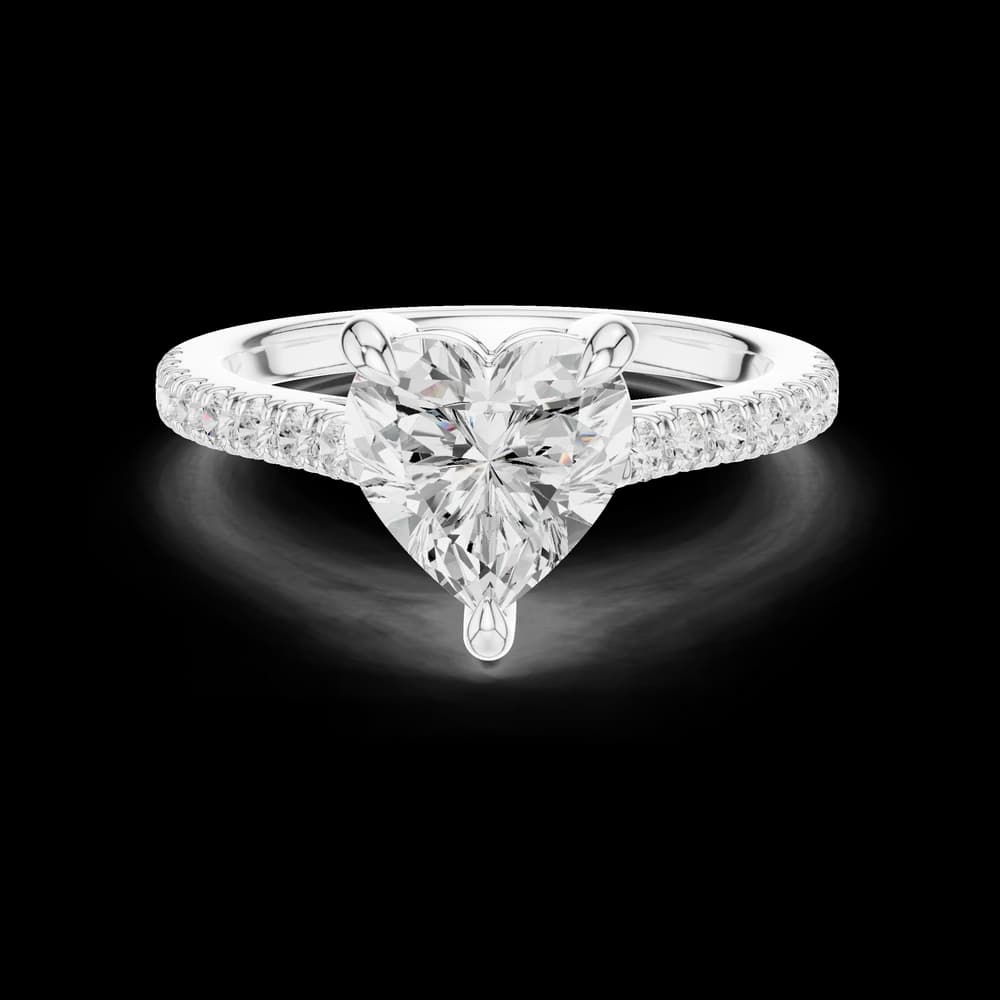 Heart Center Stone Classic Pave Lab Grown Diamond Ring - Image 2 Heart Center Stone Classic Pave Lab Grown Diamond Ring, view 2 of 6