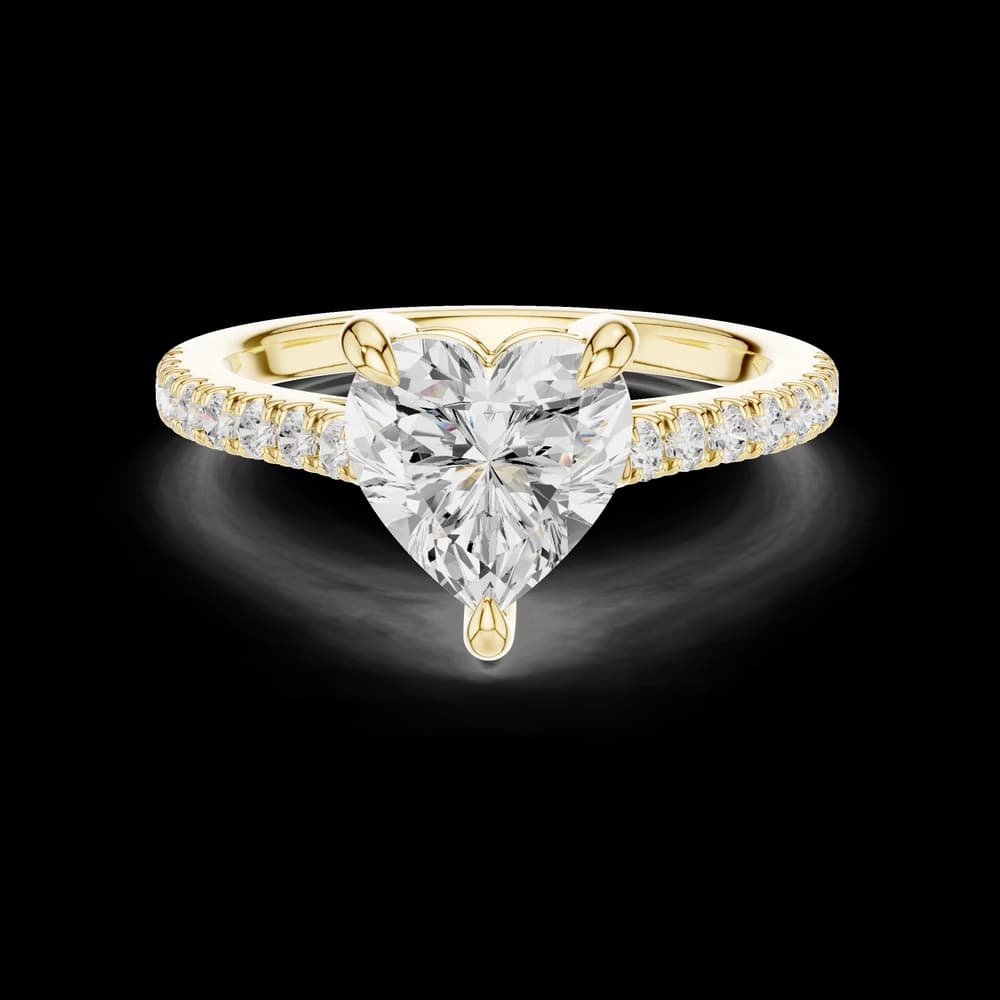 Heart Center Stone Classic Pave Lab Grown Diamond Ring - Image 3 Heart Center Stone Classic Pave Lab Grown Diamond Ring, view 3 of 6