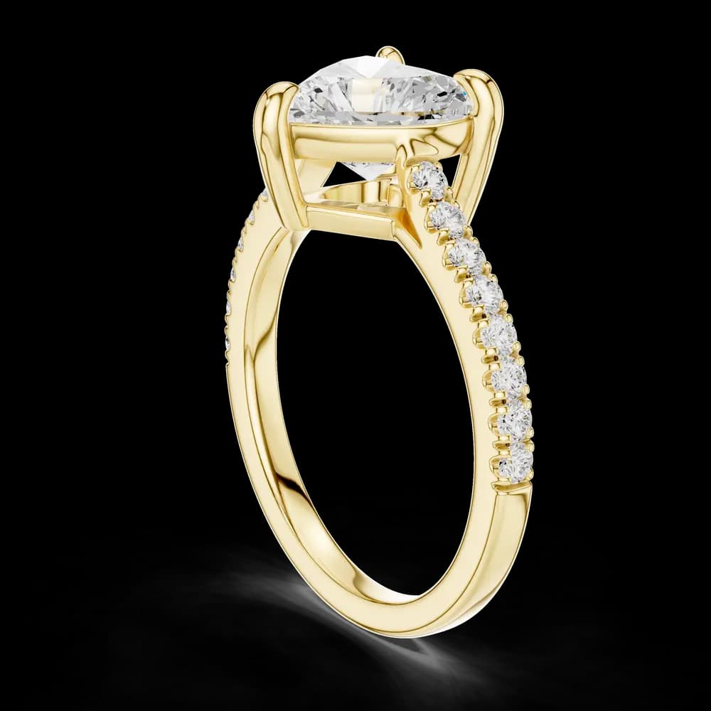 Heart Center Stone Classic Pave Lab Grown Diamond Ring - Image 4 Heart Center Stone Classic Pave Lab Grown Diamond Ring, view 4 of 6