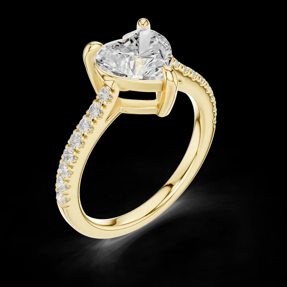 Heart Center Stone Classic Pave Lab Grown Diamond Ring - Image 5 Heart Center Stone Classic Pave Lab Grown Diamond Ring, view 5 of 6