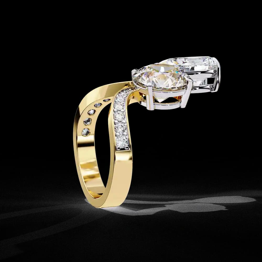 Bonnie Pear Round Lab Grown Diamond Engagement Ring - Image 2 Bonnie Pear Round Lab Grown Diamond Engagement Ring, view 2 of 4