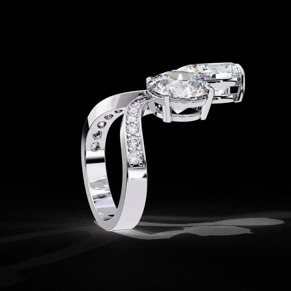 Bonnie Pear Round Lab Grown Diamond Engagement Ring - Image 3 Bonnie Pear Round Lab Grown Diamond Engagement Ring, view 3 of 4
