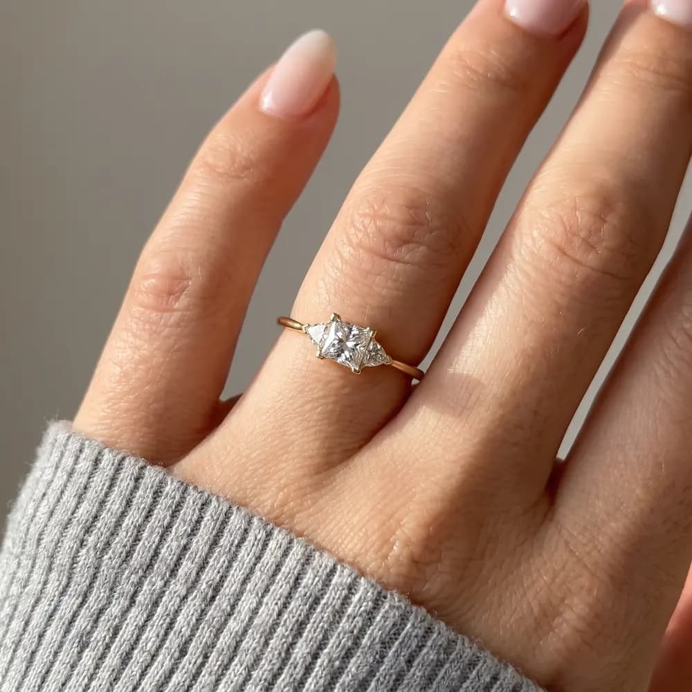 Princess Cut Trillion Lab Grown Diamond Ring - Image 1 Princess Cut Trillion Lab Grown Diamond Ring, view 1 of 8