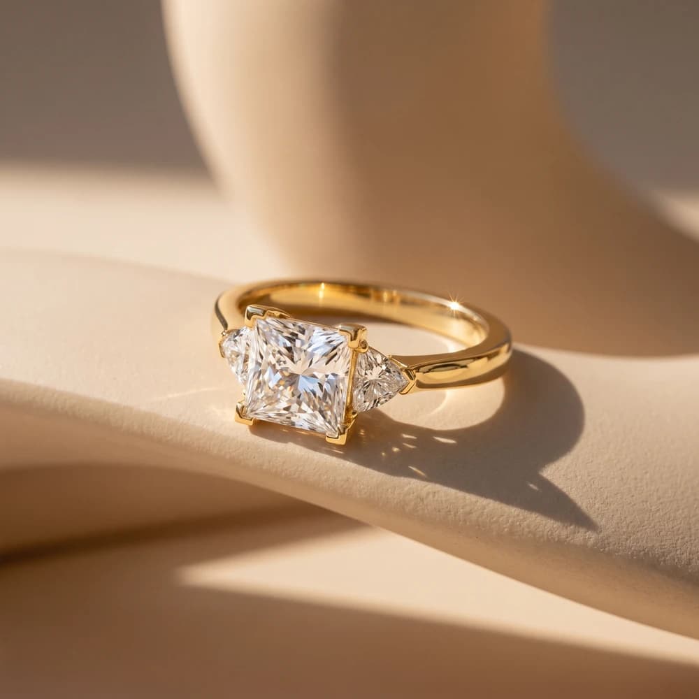 Princess Cut Trillion Lab Grown Diamond Ring - Image 2 Princess Cut Trillion Lab Grown Diamond Ring, view 2 of 8