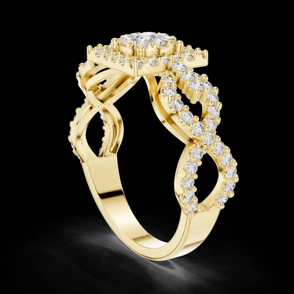 Square Halo Cluster Round Solitaire Lab Grown Diamond Ring - Image 4 Square Halo Cluster Round Solitaire Lab Grown Diamond Ring, view 4 of 6