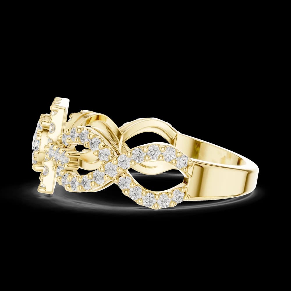 Square Halo Cluster Round Solitaire Lab Grown Diamond Ring - Image 6 Square Halo Cluster Round Solitaire Lab Grown Diamond Ring, view 6 of 6
