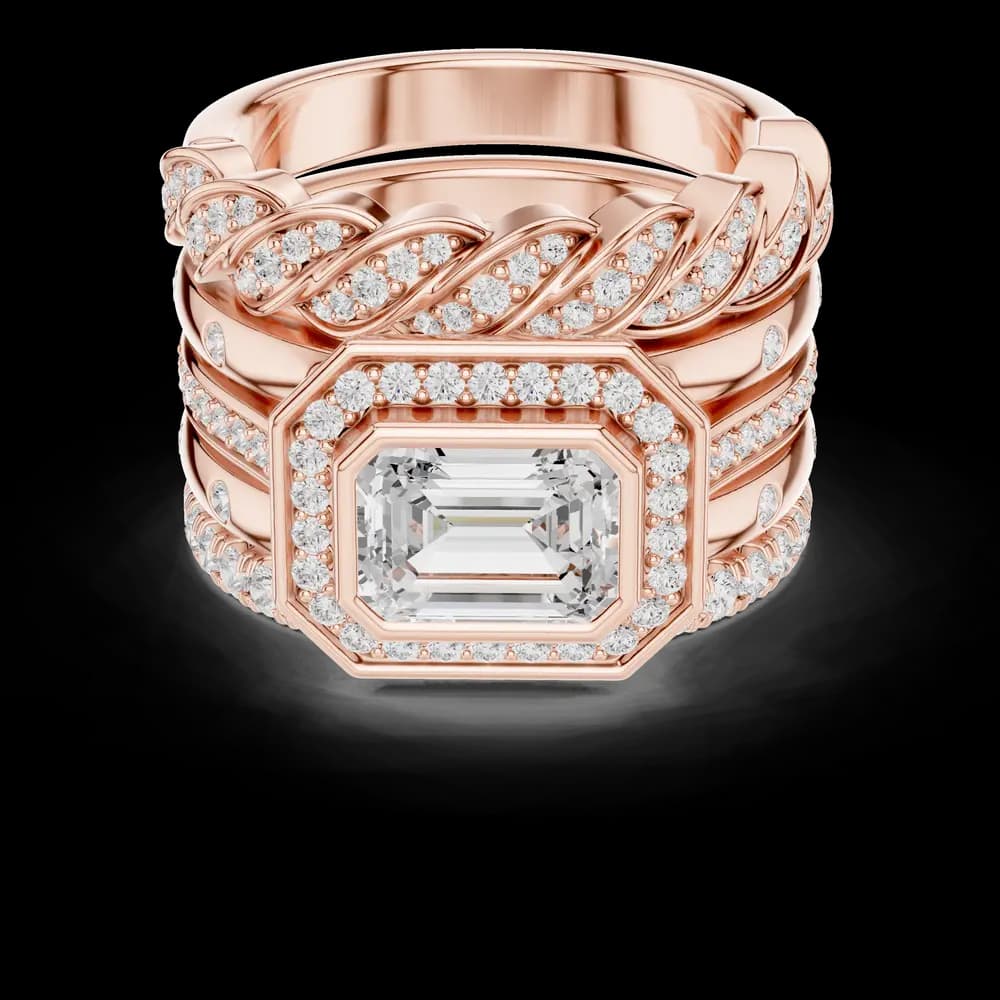 East West Emerald Stack Lab Grown Diamond Ring - Image 1 East West Emerald Stack Lab Grown Diamond Ring, view 1 of 6