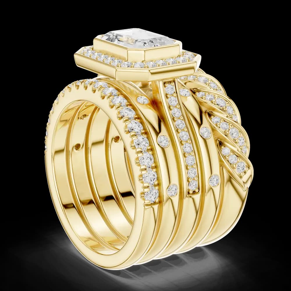 East West Emerald Stack Lab Grown Diamond Ring - Image 4 East West Emerald Stack Lab Grown Diamond Ring, view 4 of 6