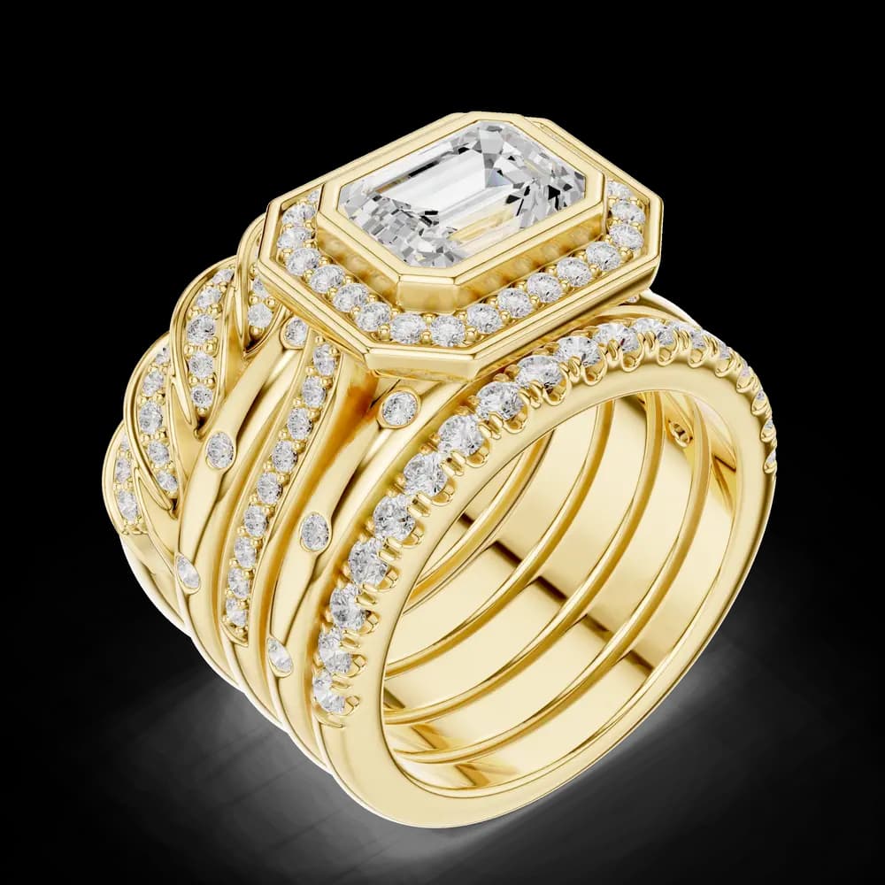 East West Emerald Stack Lab Grown Diamond Ring - Image 5 East West Emerald Stack Lab Grown Diamond Ring, view 5 of 6