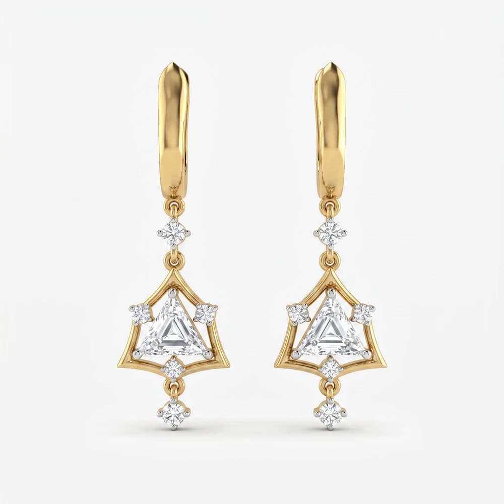 Trillion Cut Geometric Diamond Earring - Image 1 Trillion Cut Geometric Diamond Earring, view 1 of 5