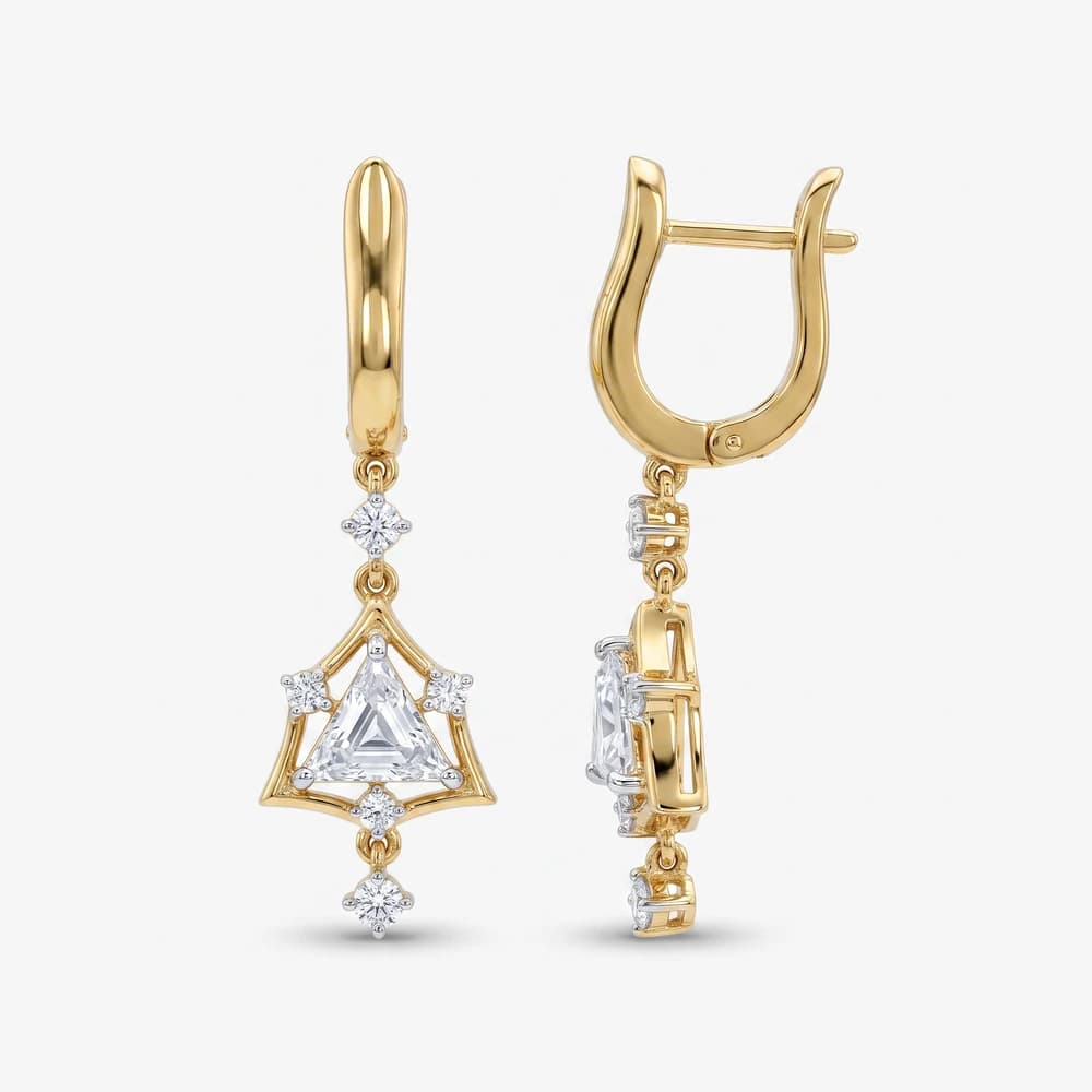 Trillion Cut Geometric Diamond Earring - Image 4 Trillion Cut Geometric Diamond Earring, view 4 of 5