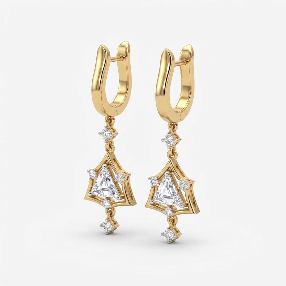 Trillion Cut Geometric Diamond Earring - Image 5 Trillion Cut Geometric Diamond Earring, view 5 of 5