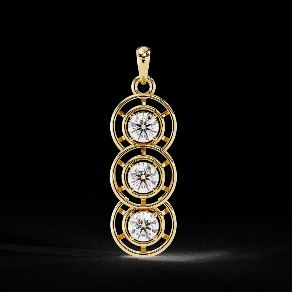 Triple Circle Lab Grown Diamond Pendant Necklace - Image 3 Triple Circle Lab Grown Diamond Pendant Necklace, view 3 of 9