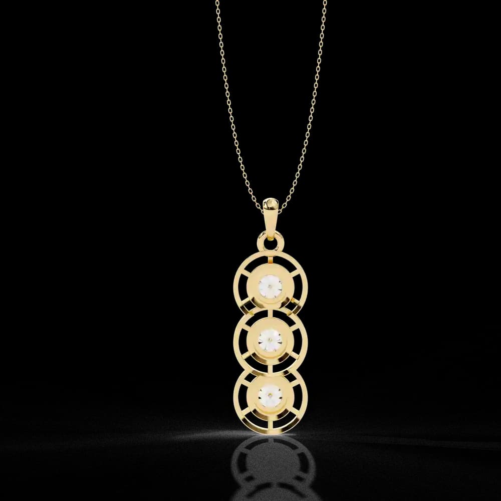 Triple Circle Lab Grown Diamond Pendant Necklace - Image 8 Triple Circle Lab Grown Diamond Pendant Necklace, view 8 of 9