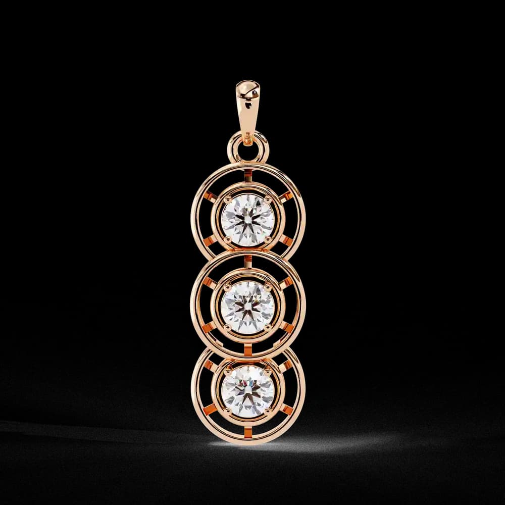 Triple Circle Lab Grown Diamond Pendant Necklace - Image 9 Triple Circle Lab Grown Diamond Pendant Necklace, view 9 of 9