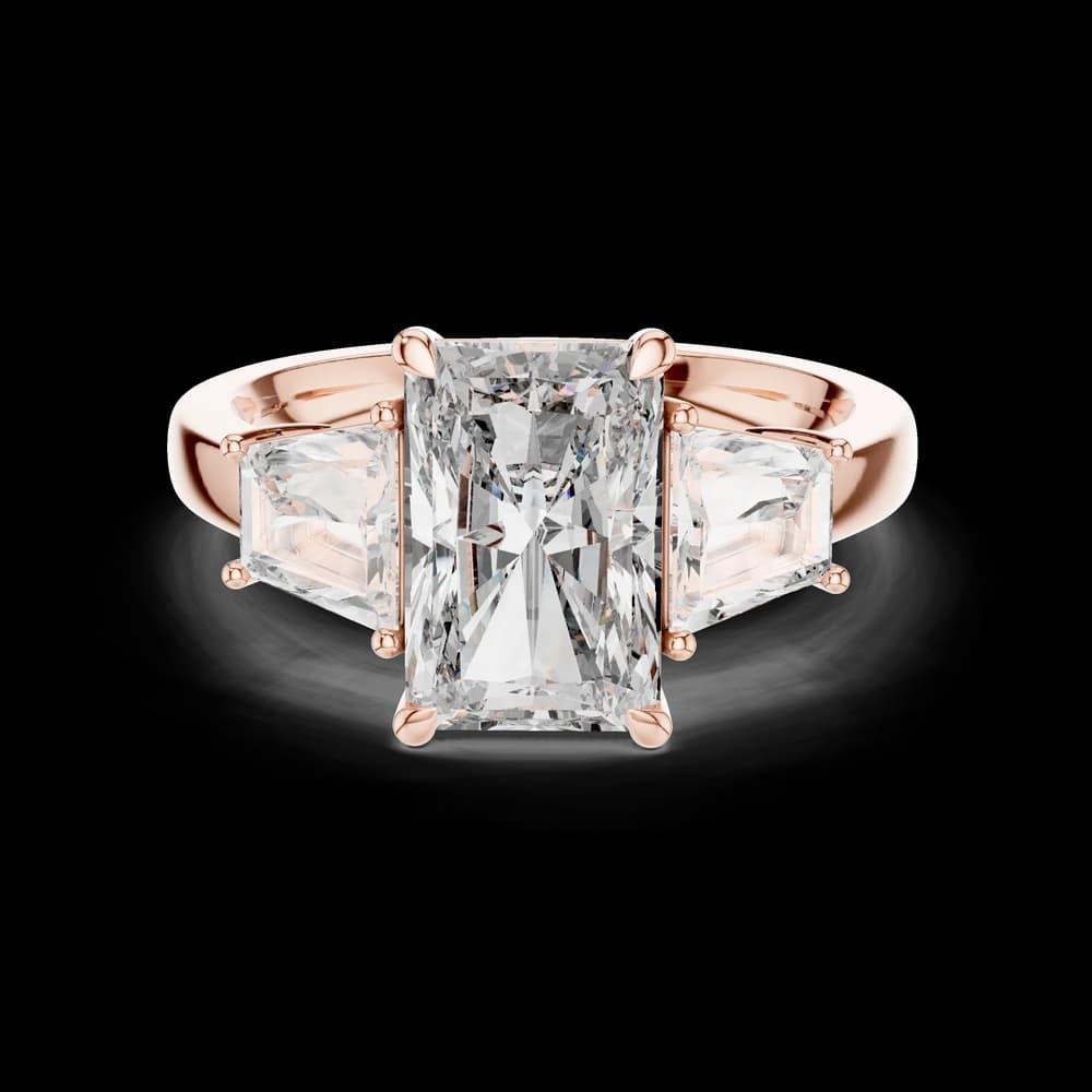 Radiant Trapezoid Three-Stone Lab Grown Diamond Ring - Image 1 Radiant Trapezoid Three-Stone Lab Grown Diamond Ring, view 1 of 6