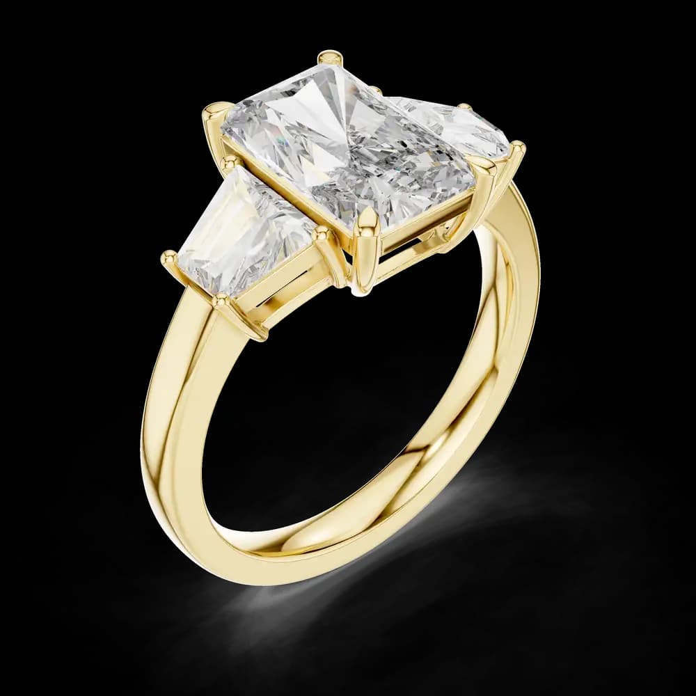 Radiant Trapezoid Three-Stone Lab Grown Diamond Ring - Image 5 Radiant Trapezoid Three-Stone Lab Grown Diamond Ring, view 5 of 6