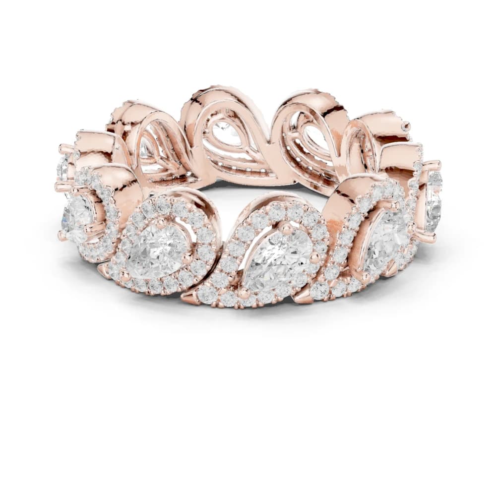 Pear Cut Diamond Pave Halo Lab Grown Diamond Ring - Image 1 Pear Cut Diamond Pave Halo Lab Grown Diamond Ring, view 1 of 9