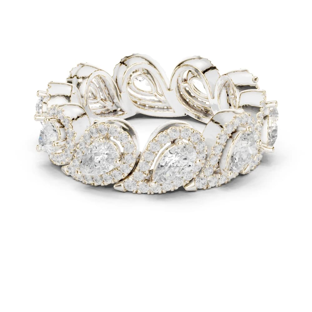 Pear Cut Diamond Pave Halo Lab Grown Diamond Ring - Image 2 Pear Cut Diamond Pave Halo Lab Grown Diamond Ring, view 2 of 9