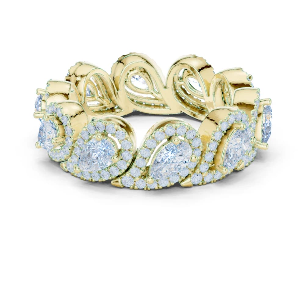 Pear Cut Diamond Pave Halo Lab Grown Diamond Ring - Image 3 Pear Cut Diamond Pave Halo Lab Grown Diamond Ring, view 3 of 9