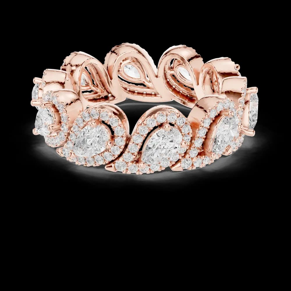 Pear Cut Diamond Pave Halo Lab Grown Diamond Ring - Image 4 Pear Cut Diamond Pave Halo Lab Grown Diamond Ring, view 4 of 9