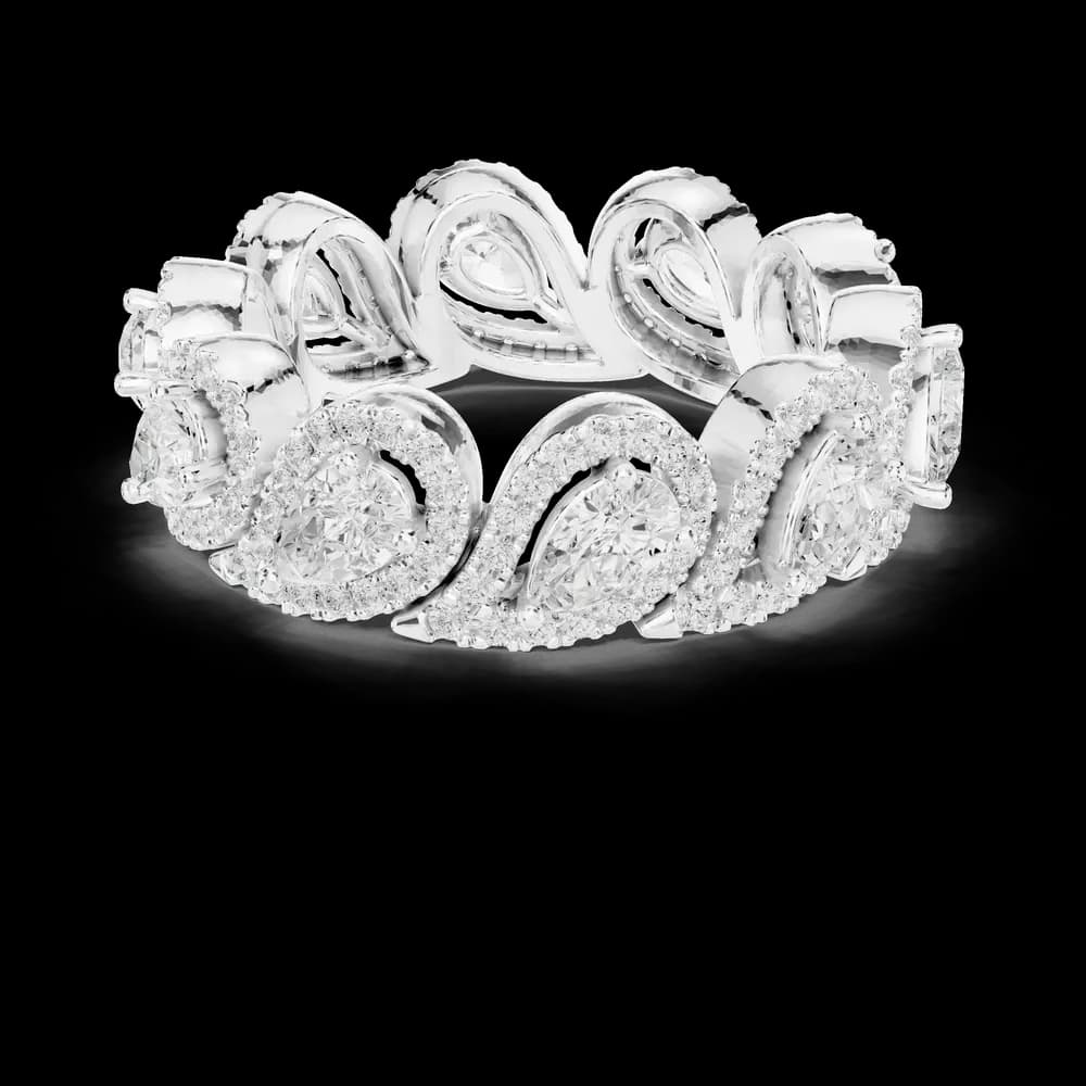 Pear Cut Diamond Pave Halo Lab Grown Diamond Ring - Image 5 Pear Cut Diamond Pave Halo Lab Grown Diamond Ring, view 5 of 9