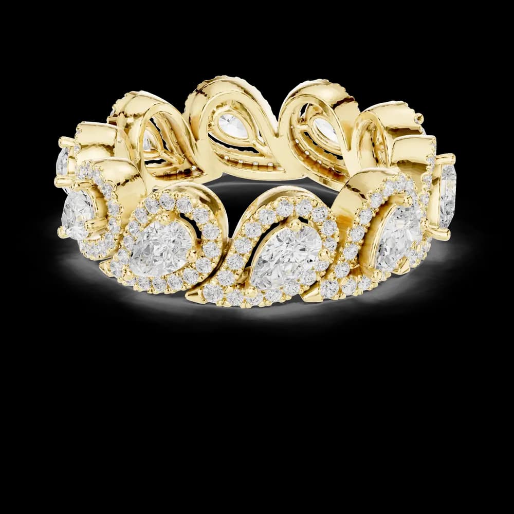 Pear Cut Diamond Pave Halo Lab Grown Diamond Ring - Image 6 Pear Cut Diamond Pave Halo Lab Grown Diamond Ring, view 6 of 9