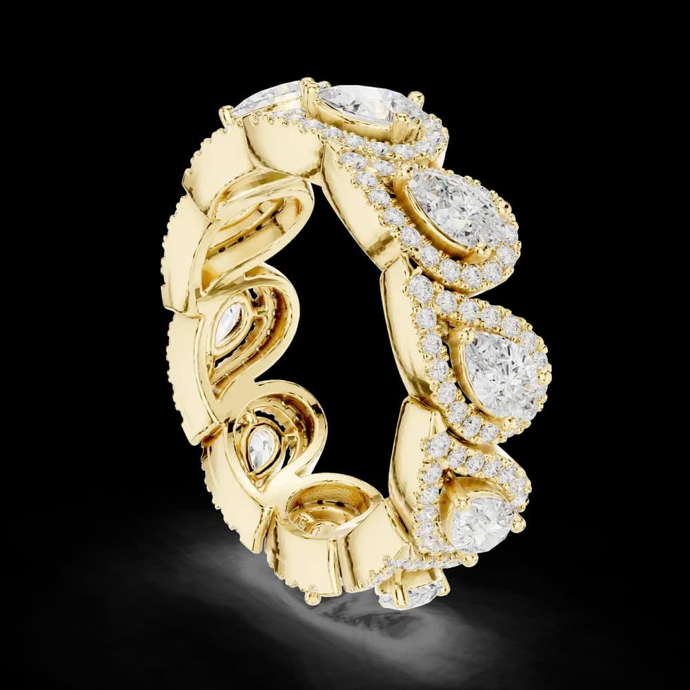 Pear Cut Diamond Pave Halo Lab Grown Diamond Ring - Image 7 Pear Cut Diamond Pave Halo Lab Grown Diamond Ring, view 7 of 9