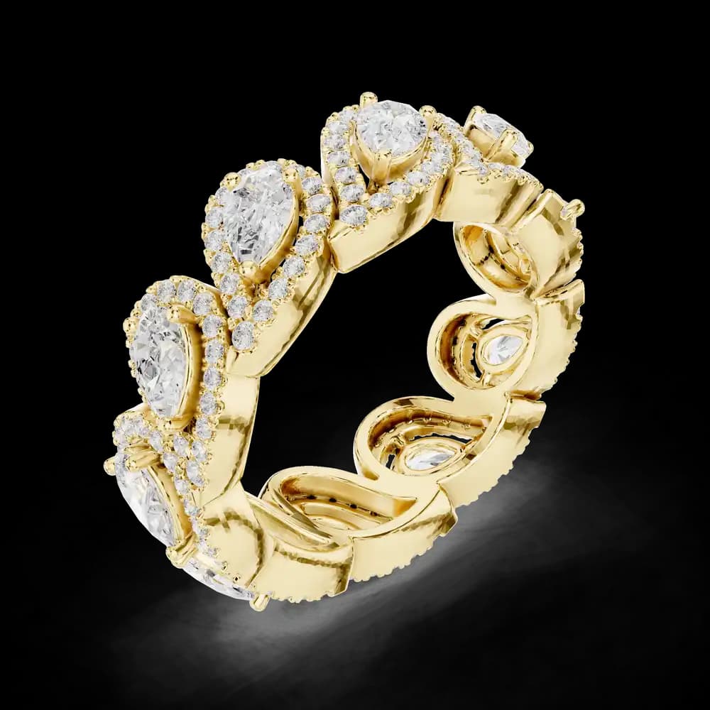 Pear Cut Diamond Pave Halo Lab Grown Diamond Ring - Image 8 Pear Cut Diamond Pave Halo Lab Grown Diamond Ring, view 8 of 9