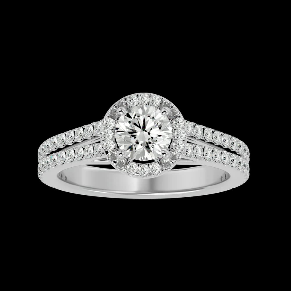 Elegant Round Halo Split Shank Lab Grown Diamond Ring - Image 2 Elegant Round Halo Split Shank Lab Grown Diamond Ring, view 2 of 4