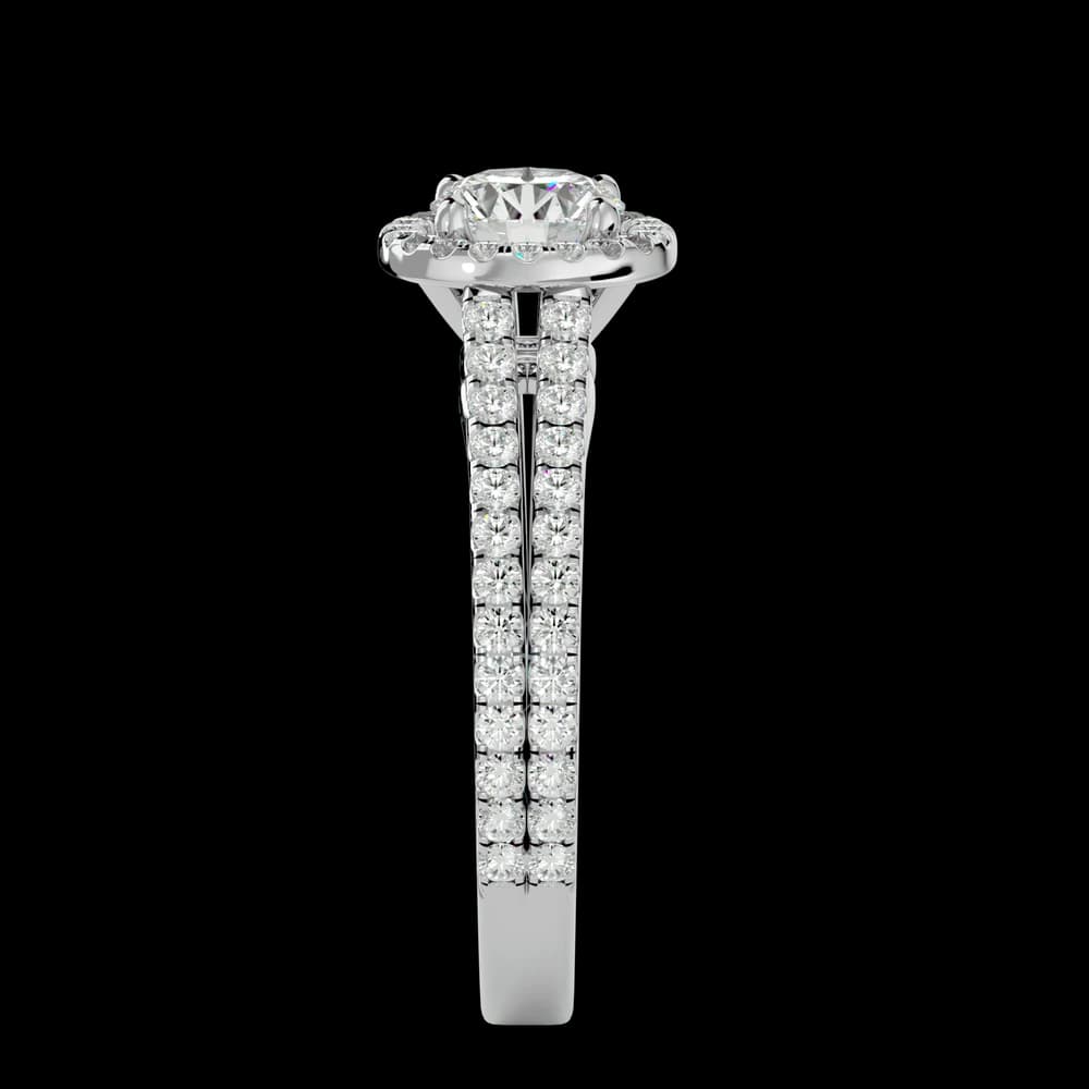 Elegant Round Halo Split Shank Lab Grown Diamond Ring - Image 3 Elegant Round Halo Split Shank Lab Grown Diamond Ring, view 3 of 4