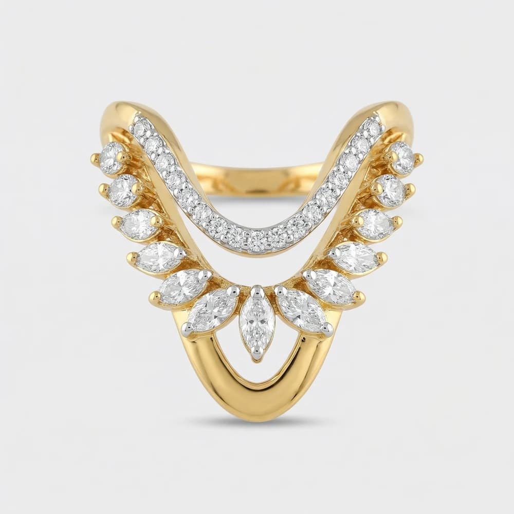 Layered Marquise Drop Statement Lab Grown Diamond Ring - Image 1 Layered Marquise Drop Statement Lab Grown Diamond Ring, view 1 of 3