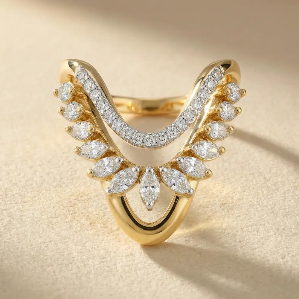 Layered Marquise Drop Statement Lab Grown Diamond Ring - Image 3 Layered Marquise Drop Statement Lab Grown Diamond Ring, view 3 of 3