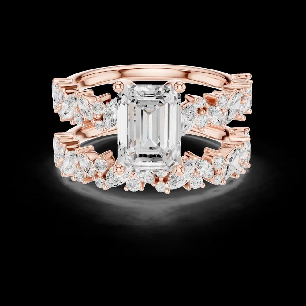 Marquise Accented Emerald Solitaire Lab Grown Diamond Ring - Image 1 Marquise Accented Emerald Solitaire Lab Grown Diamond Ring, view 1 of 6