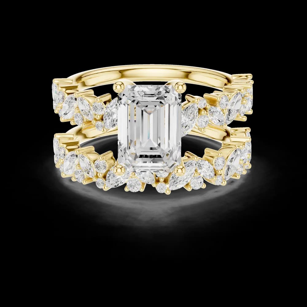 Marquise Accented Emerald Solitaire Lab Grown Diamond Ring - Image 3 Marquise Accented Emerald Solitaire Lab Grown Diamond Ring, view 3 of 6