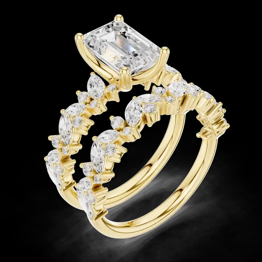 Marquise Accented Emerald Solitaire Lab Grown Diamond Ring - Image 5 Marquise Accented Emerald Solitaire Lab Grown Diamond Ring, view 5 of 6