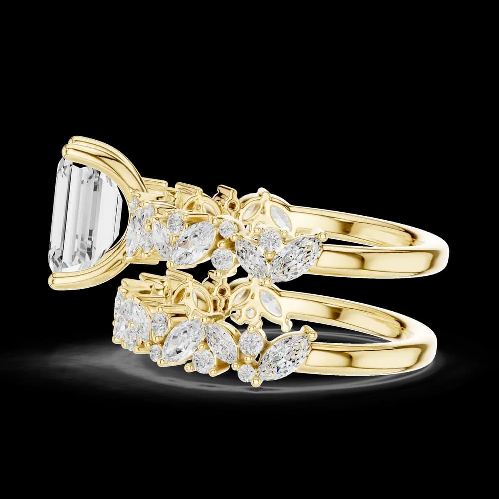 Marquise Accented Emerald Solitaire Lab Grown Diamond Ring - Image 6 Marquise Accented Emerald Solitaire Lab Grown Diamond Ring, view 6 of 6