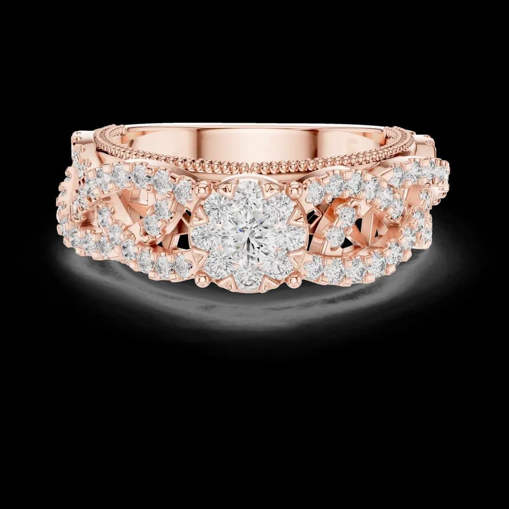Woven Band Cluster Lab Grown Diamond Ring - Image 1 Woven Band Cluster Lab Grown Diamond Ring, view 1 of 6