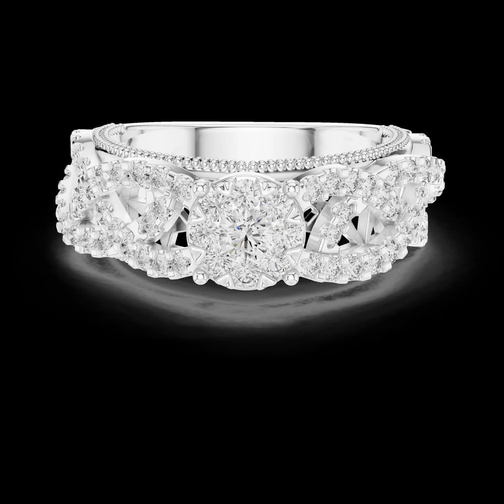 Woven Band Cluster Lab Grown Diamond Ring - Image 2 Woven Band Cluster Lab Grown Diamond Ring, view 2 of 6