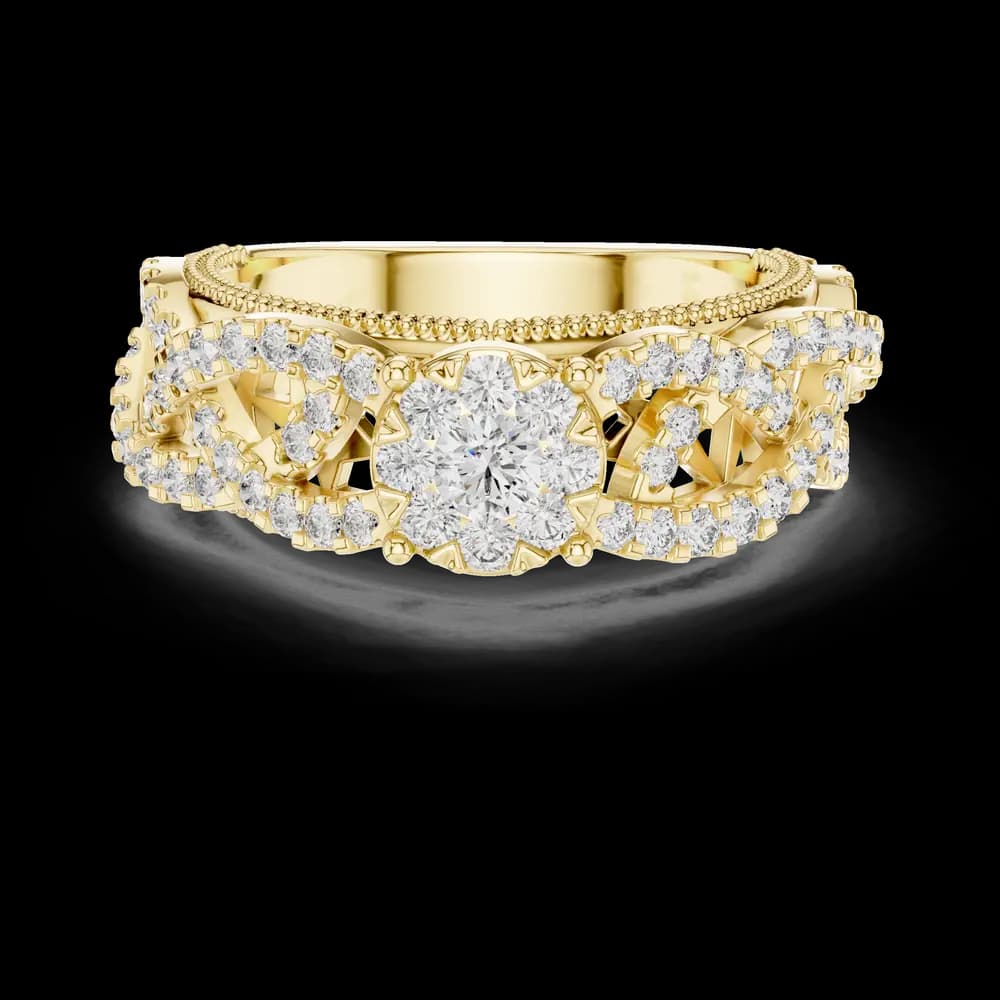 Woven Band Cluster Lab Grown Diamond Ring - Image 3 Woven Band Cluster Lab Grown Diamond Ring, view 3 of 6