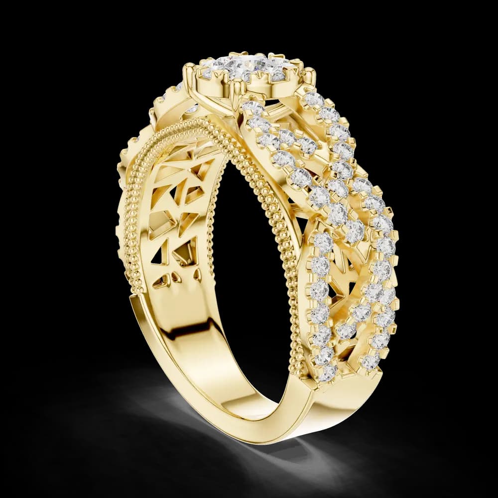 Woven Band Cluster Lab Grown Diamond Ring - Image 4 Woven Band Cluster Lab Grown Diamond Ring, view 4 of 6