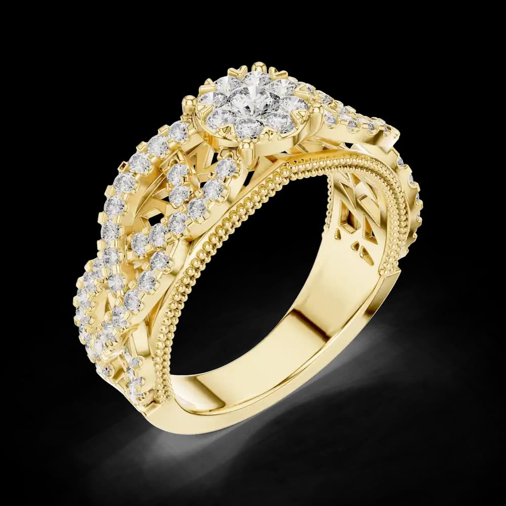 Woven Band Cluster Lab Grown Diamond Ring - Image 5 Woven Band Cluster Lab Grown Diamond Ring, view 5 of 6