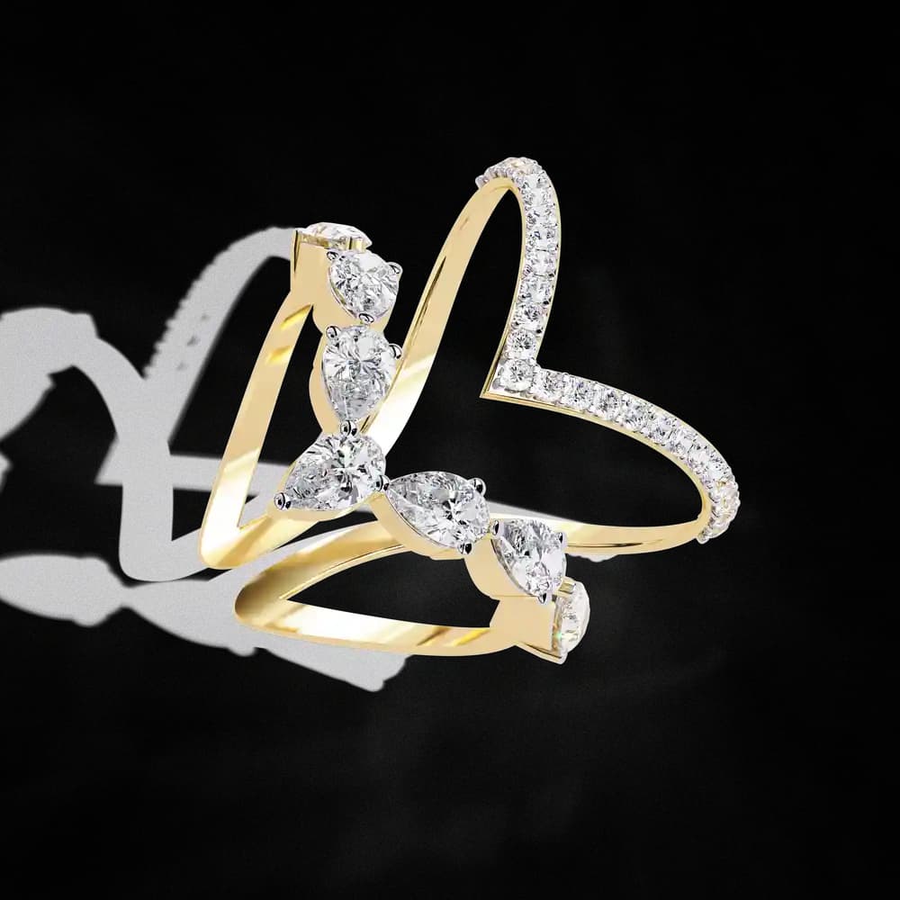Unique Geometric Lab Grown Diamond Ring - Image 2 Unique Geometric Lab Grown Diamond Ring, view 2 of 4