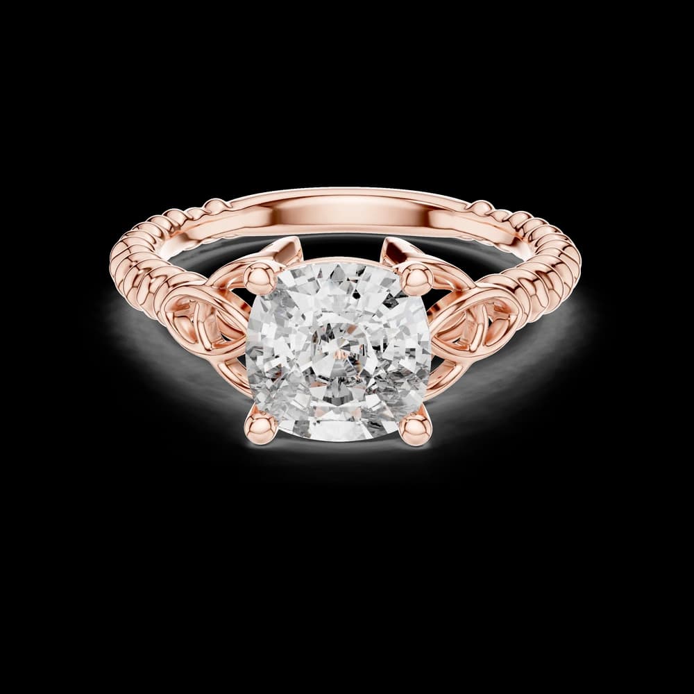 Cushion Celtic Knot Solitaire Lab Grown Diamond Ring - Image 1 Cushion Celtic Knot Solitaire Lab Grown Diamond Ring, view 1 of 5