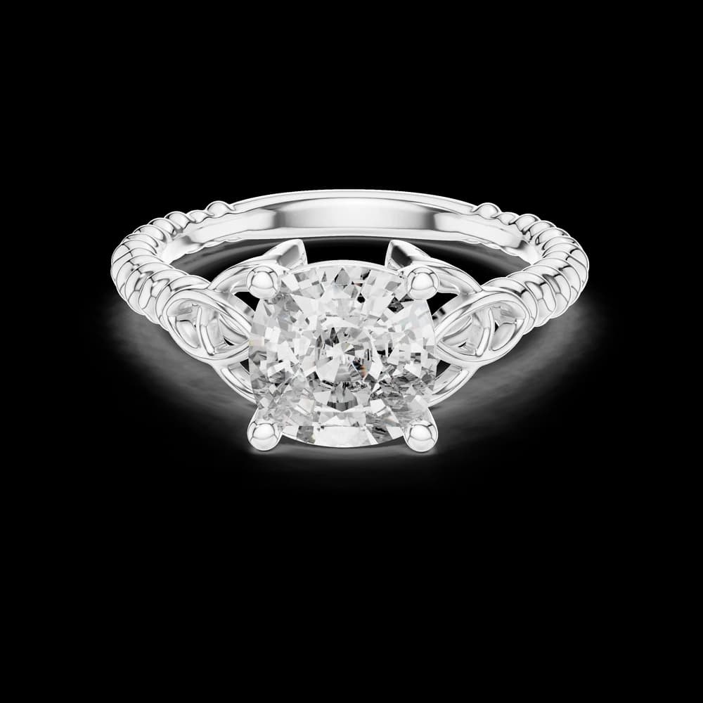Cushion Celtic Knot Solitaire Lab Grown Diamond Ring - Image 2 Cushion Celtic Knot Solitaire Lab Grown Diamond Ring, view 2 of 5