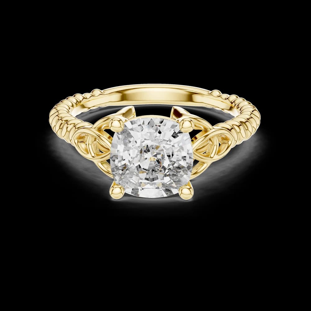 Cushion Celtic Knot Solitaire Lab Grown Diamond Ring - Image 3 Cushion Celtic Knot Solitaire Lab Grown Diamond Ring, view 3 of 5