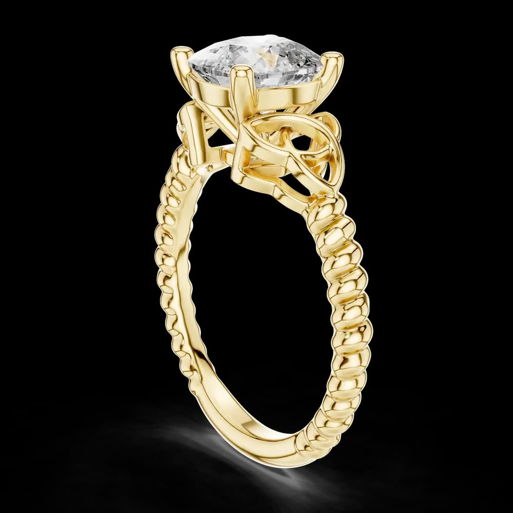 Cushion Celtic Knot Solitaire Lab Grown Diamond Ring - Image 4 Cushion Celtic Knot Solitaire Lab Grown Diamond Ring, view 4 of 5